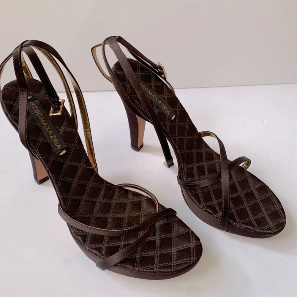 Bcbgmaxazria Brown Satin Quilted Heels
